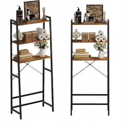 Produktbild von Badezimmerschrank über Toilette, Waschmaschine und Regal im rustikalen Loft-Stil