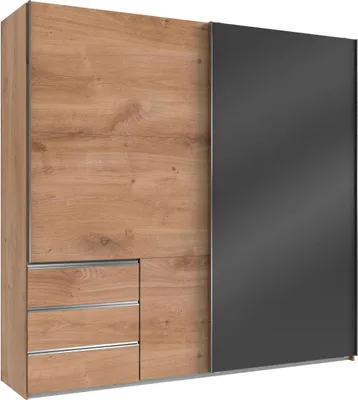 Produktbild von Schwebetürenschrank Level Kleiderschrank 2-türig 200x65x216cm plankeneiche glasgrau