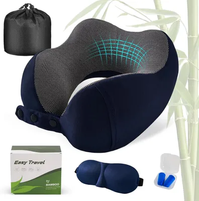 Obrázok produktu pre Cestovný vankúš pre lietadlo, ergonomický krčný vankúš z pamäťovej peny, pre dospelých