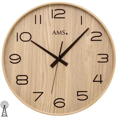 Produktbild von AMS 5522 Wanduhr Funk Funkwanduhr analog Hoz naturfarben braun