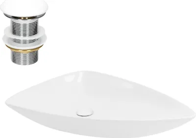 Obrázek produktu pro LuxeBath umyvadlo Umyvadlo na desku Square, 69x46x13 cm, bílé, z keramiky, včetně odtokové soupravy bez přepadu