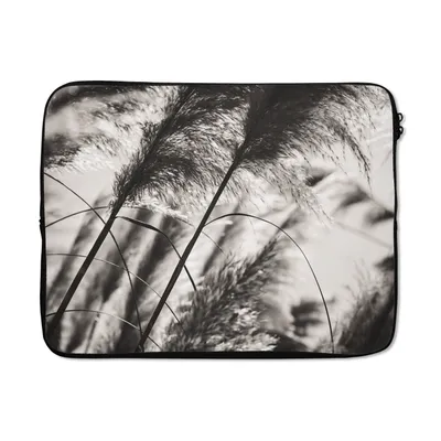Produktbild von MuchoWow® Laptop Hülle 17 Zoll Laptoptasche Pampasgras - Schwarz - Weiß - Pflanze - Zipper - Schutzabdeckung