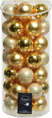 Productafbeelding van Kerstbal glas d6 cm parel/goud 49st kerst Decoris