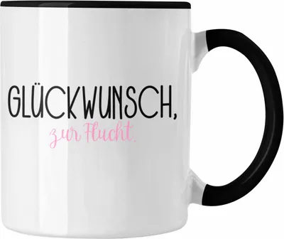 Produktbild von Trendation - Jobwechsel Tasse Geschenk Kollegin Kollege Lustig Abschiedsgeschenk Sprüche - Glückwunsch Zur Flucht Abschied (Schwarz)