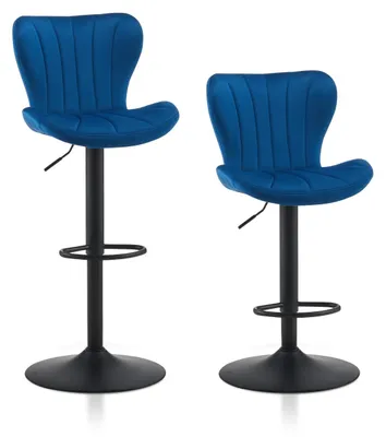 Barkruk Set von 2, Samt, höhenverstellbar, 360° drehbar, mit Rückenlehne