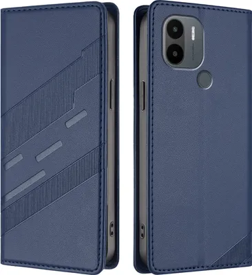 Produktbild von Hülle für Xiaomi Redmi A/Redmi A2+/Poco C50/Poco C51, Kunstleder Brieftaschen Handyhülle mit Kartenfach und Standfunktion Blau