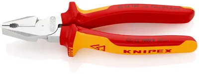 Produktbild von Knipex KraftkombizangeZange verchromt, isoliert mit zweifarbigen - 02 06 180 SB