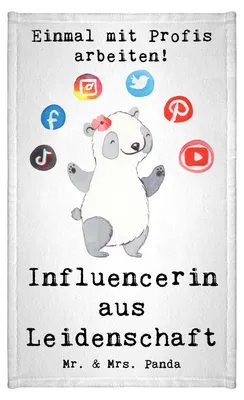 Produktbild von Mr. & Mrs. Panda Handtuch Influencerin Leidenschaft - Weiß - Geschenk, gäste wc, badezimmer, Gästetuch, Klein, Mini-Handtuch