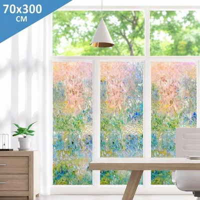 Produktbild von Unyqoos® BODESSA™ Fensterfolie Regenbogen 3D-Effekt – Sichtschutz, Mattglasoptik, selbstklebend, UV- & Hitzeschutz, 70 x 300 cm