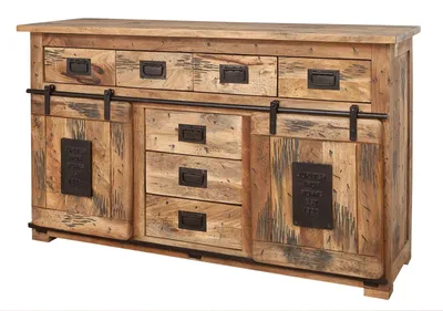 Immagine prodotto di MASSIVMOEBEL24 | credenza in legno di Mango 150x45x90 mango naturale laccato RAILWAY #119
