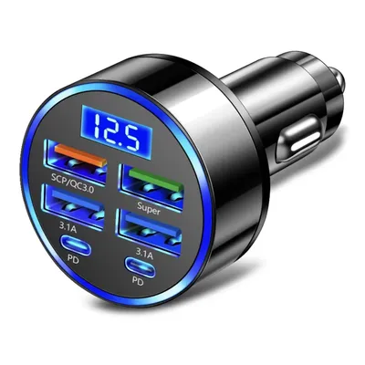 Produktbild von Auto Handy Schnellladegerät 5in1 für Zigarettenanzünder mit QC3.0 USB-C