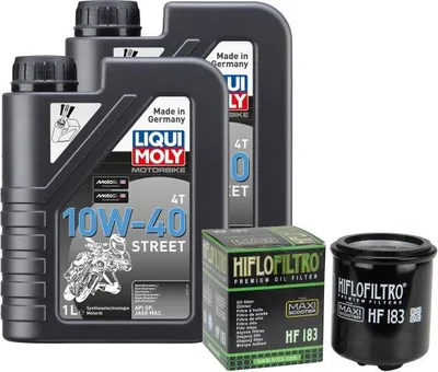 Image de Kit d'entretien pour Aprilia Sportcity 125 VB002 2008, LiquiMoly 10W-40 Street 2L + filtre à huile Hiflo HF183