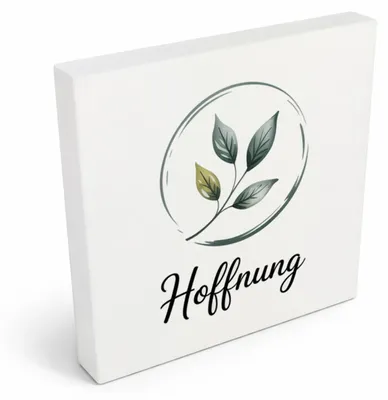 Produktbild von Seelenstärke Blattzweig Holzbild in 10x10 cm zum Stellen oder Aufhängen