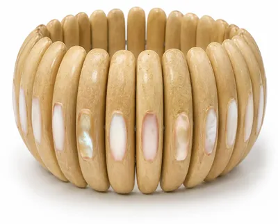 Produktbild von Armband Natur elastisch, aus Holz mit Muscheln von collezione alessandro