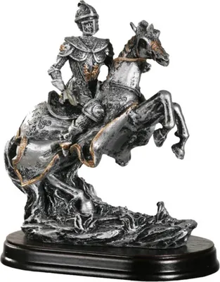 Produktbild von Ritter auf hochsteigendem Pferd mit schwarzen Sockel