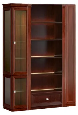 Produktbild von Braunes Büroregal Designer Glasvitrine Massivholz r Schrank