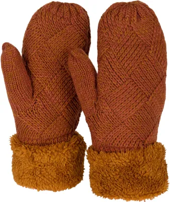 Produktbild von styleBREAKER Damen warme Winter Strick Fäustlinge, Handschuhe mit Rauten Muster, Thermo Fleece, Strickhandschuhe 09010031