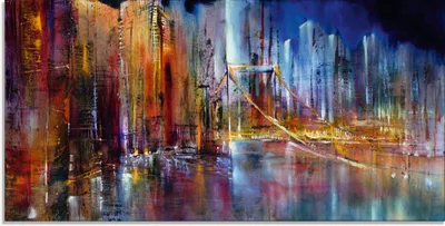 Produktbild von ARTland Glasbild Stadtansicht I Größe: 60x30 cm