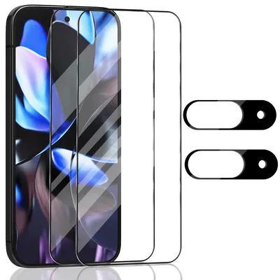 Obrázek produktu pro 2-balení Google Pixerl 9 Ochranné sklo na displej & 2-balení ochrana objektivu - Tvrzené sklo 9H - Super kvalita 3D