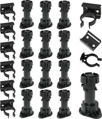 Produktbild von Famanu Möbelfüße Höhenverstellbar und Clips - Schwarz - 97-150 mm