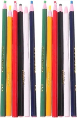Produktbild von 12 Stück Schneiderkreide, Schneiderkreidestift, Nähkreide Stoffkreide, Nähen Bleistift, Stoff Marker Stift für Schneiderei Nähen Notizen Basteln (6 Farben)