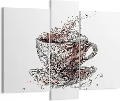 Produktbild von Bild auf Leinwand - Leinwandbild - Abstraktion Tasse Tee heiß - 95x80cm - Wand Bild - Wanddeko - Leinwanddruck - Bilder - Kunstdruck - Wanddekoration - Leinwand bilder - Wandkunst - CB95x80-2976
