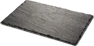 Produktbild von Unyqoos® Schiefer-Servierplatte – elegante Präsentationsplatte für Tisch & Portionen, natürlicher Schiefer, 21 x 14 cm, rutschfeste Füße
