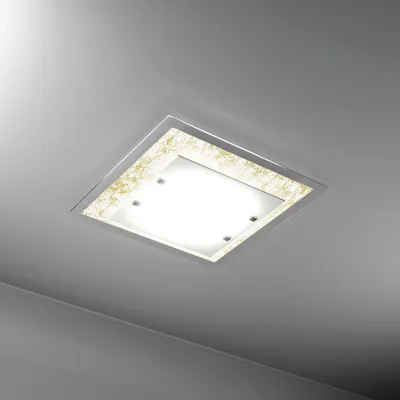Obrázek produktu pro Moderní stropní svítidlo Tray Metal White Glass Leaf Gold 4 světla E27