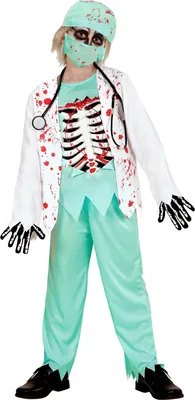 Produktbild von "Zombie Doktor" Halloween Kinderkostüm | Anzug Grün Weiß Größe: 158