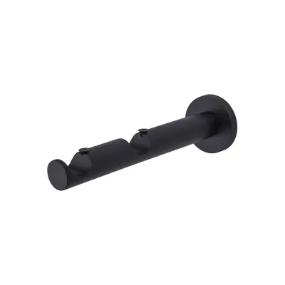 Obrázok produktu pre MDEKOR Nástenný držiak s 2 koľajnicami, čierny matný P, s kovovou montážnou doskou pre záclonovú tyč 19 mm