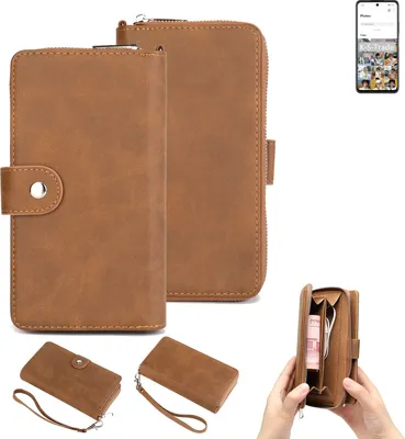 Produktbild von K-S-Trade Handyhülle Schutzhülle kompatibel mit Huawei P Smart 2021 & Portemonnee Tasche Handytasche Case Etui Geldbörse Wallet braun (1x)