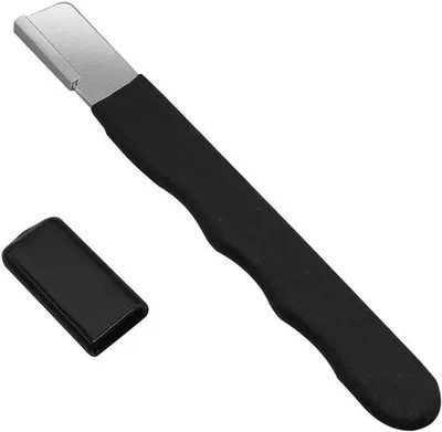 Productafbeelding van Tuingereedschapsslijper - Zwart - 12,8 x 1,5 cm - Diamantslijpsteen met Ergonomische Handgreep - Voor Messen en Scharen