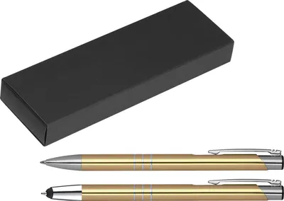Produktbild von Metall Schreibset / Touchpen Kugelschreiber + Kugelschreiber / Farbe: gold