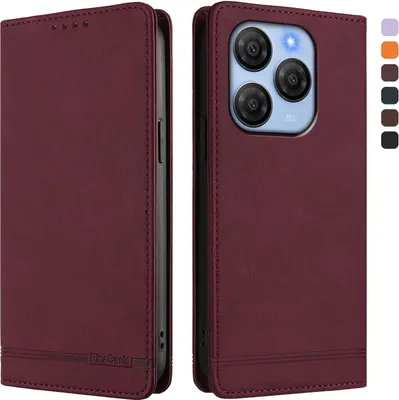 Image de Etui pour Blackview Shark 9, étui rétro en cuirPolyuréthaneavec support et fentes pour cartes Rouge