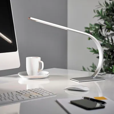Produktbild von MeLiTec LED Schreibtischleuchte T94-2 in Anthrazit, dimmbar mit Memory-Funktion, 36 cm hoch, energiesparend, warmweißes Licht : Chrom-Matt Oberfläche: Chrom-Matt