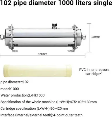 Produktbild von Haushalts-Wasserfilter - Untertisch Ultrafiltration 1000 l - Edelstahlgehäuse - Direkttrinkwasser - Küchen- oder Wandmontage - Für Leitungswasser
