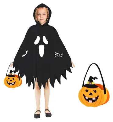 Geistercape für Kinder, Halloween-Kostüm, leuchtend, schwarz