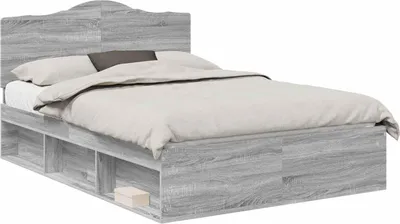 Produktbild von vidaXL Bettrahmen Graues Sonoma 150 x 200 cm Massives Kiefernholz
