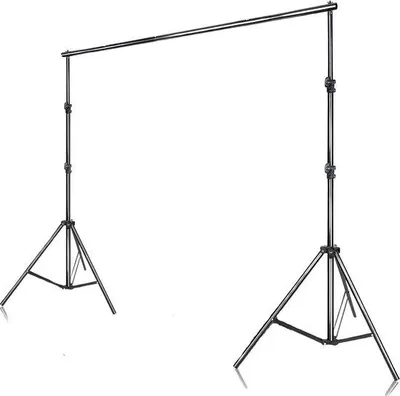 Obrázok produktu pre Systém pozadia pre fotostudio – Nastaviteľný stojan na pozadie – 3 x 2,6 m – hliník čierny – vrátane svoriek a tašky na prenášanie
