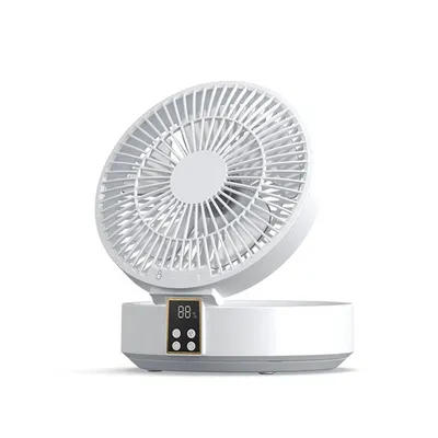 Produktbild von Tischventilator mit Fernbedienung 3 Geschwindigkeiten LED USB Ventilator Leise & Tragbar Campingventilator für Reisen Outdoor Weiß
