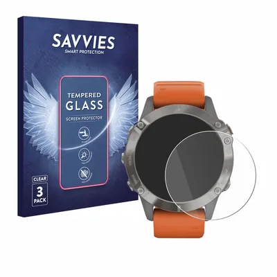 Produktbild von 3x Savvies Schutzglas für Garmin Fenix 6 / 6 Pro / 6 Pro Solar Displayschutz 9H Glas klar transparent