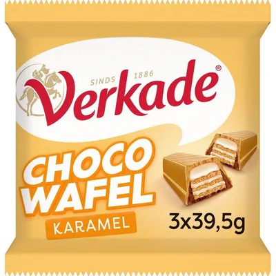 Produktbild von Verkade Chocowafel Karamel 119g – Knusprige Waffel mit Karamell & Schokolade