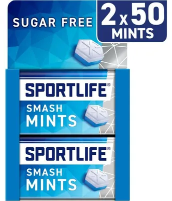 Produktbild von Sportlife Smashmint zuckerfreie Minzbonbons, 2x70 g Pack