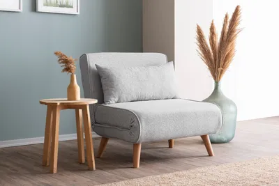 Produktbild von Hanah Home, Folde Single - Teddy Fabric - Grey, 1-Sitzer-Schlafsofa, 100 % METALL, Grau, 80 x 80 x 79 cm