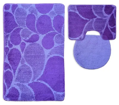 Produktbild von 3 tlg Badematte Badezimmerteppich Badteppich Set #79 LILA