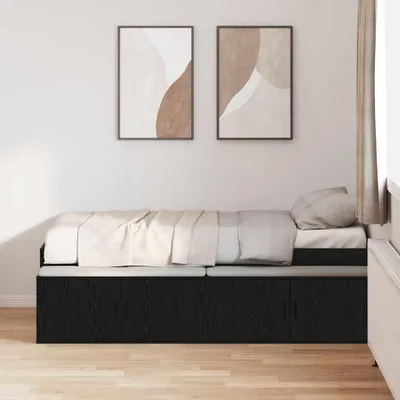 Produktbild von "2026 Aktion"Bettgestell/Bettrahmen - CLORIS - Einzelbett - Schwarz Eichen-Optik 80 x 200 cm - Einfache Montage - Holzwerkstoff - DEMöbel3667407