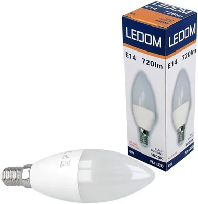 Produktbild von LEDOM 8W LED E14 C37 Leuchtmittel Kerzenlampe 720lm 4000K Neutralweiß 180° Kerzenform Glühlampe