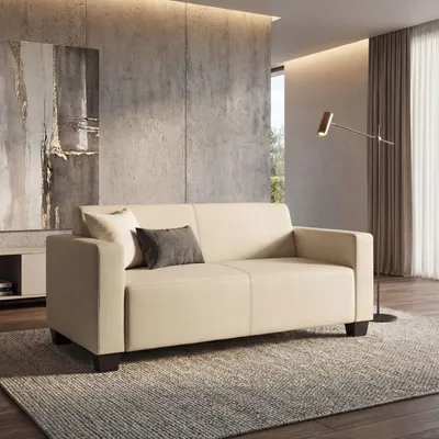Zdjęcie produktu dla Modułowa sofa 2-osobowa Lyon, imitacja skóry ~ kremowy
