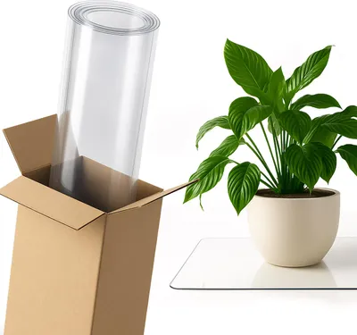 Obrázek produktu pro Průhledná ochranná podložka – Voděodolná – Měkké sklo – 55 x 55 cm – Stolní podložka – Podklad – Krycí deska