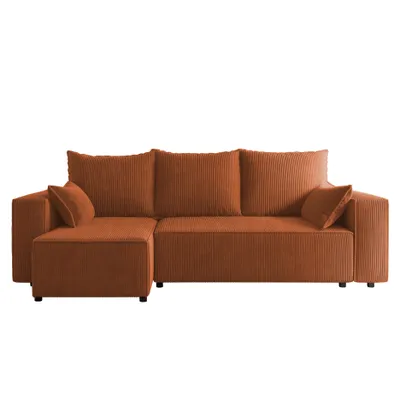 Produktbild von 4ALLHOME Ecksofa Cordi mit Schlaffunktion, Couch, Sofa mit Bettkasten, Cord, Eckcouch, L-Form Poso 40 Kupfer
